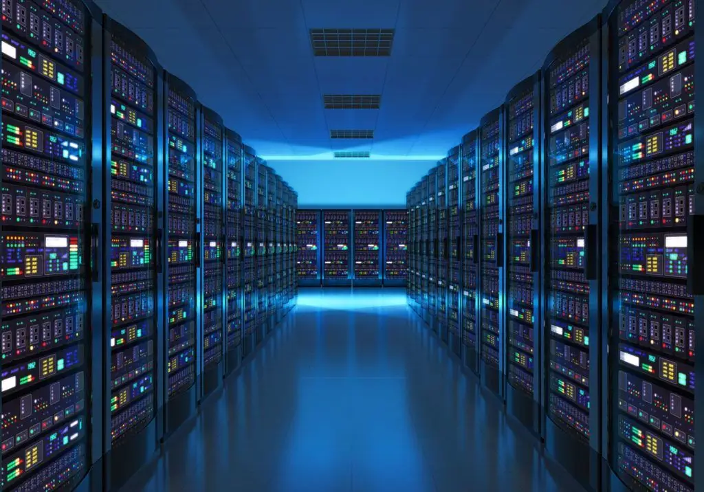 Discover The High-Tech Server Racks In A Modern Data Center Corridor. Cloud Firewall. discover the high-tech server racks in a modern data center corridor. cloud firewall.