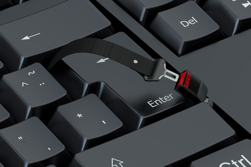 whimsical usb fusion: enter key creatively connected to red drive on modern keyboard. ransomware.