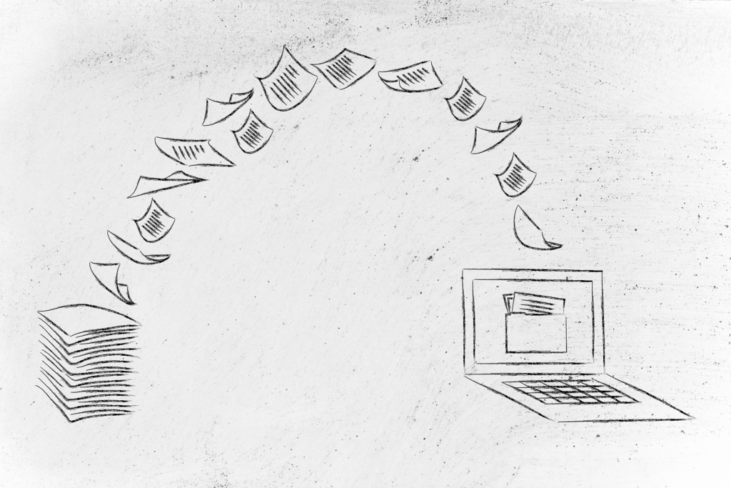 efficient transfer from paper to screen for modern data management. paperless.