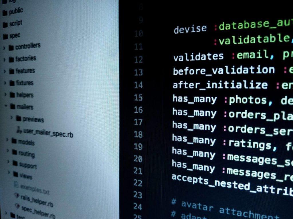 structured ruby model code for web app with user authentication and relationships. ransomware.
