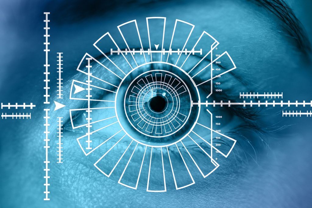 futuristic eye scanning technology combining human biology and advanced security measures. authentication.