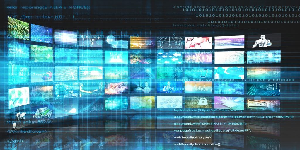 step into a high-tech digital world of vibrant screens and data streams. entertainment industry.