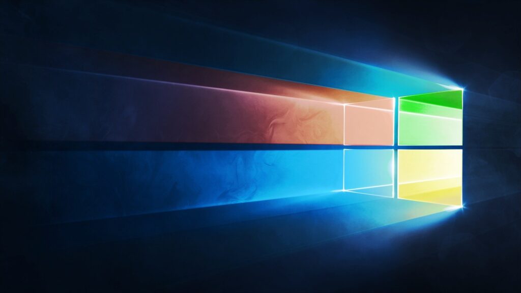 windows logo on vibrant backdrop symbolizes innovation and modern technology. windows 10.