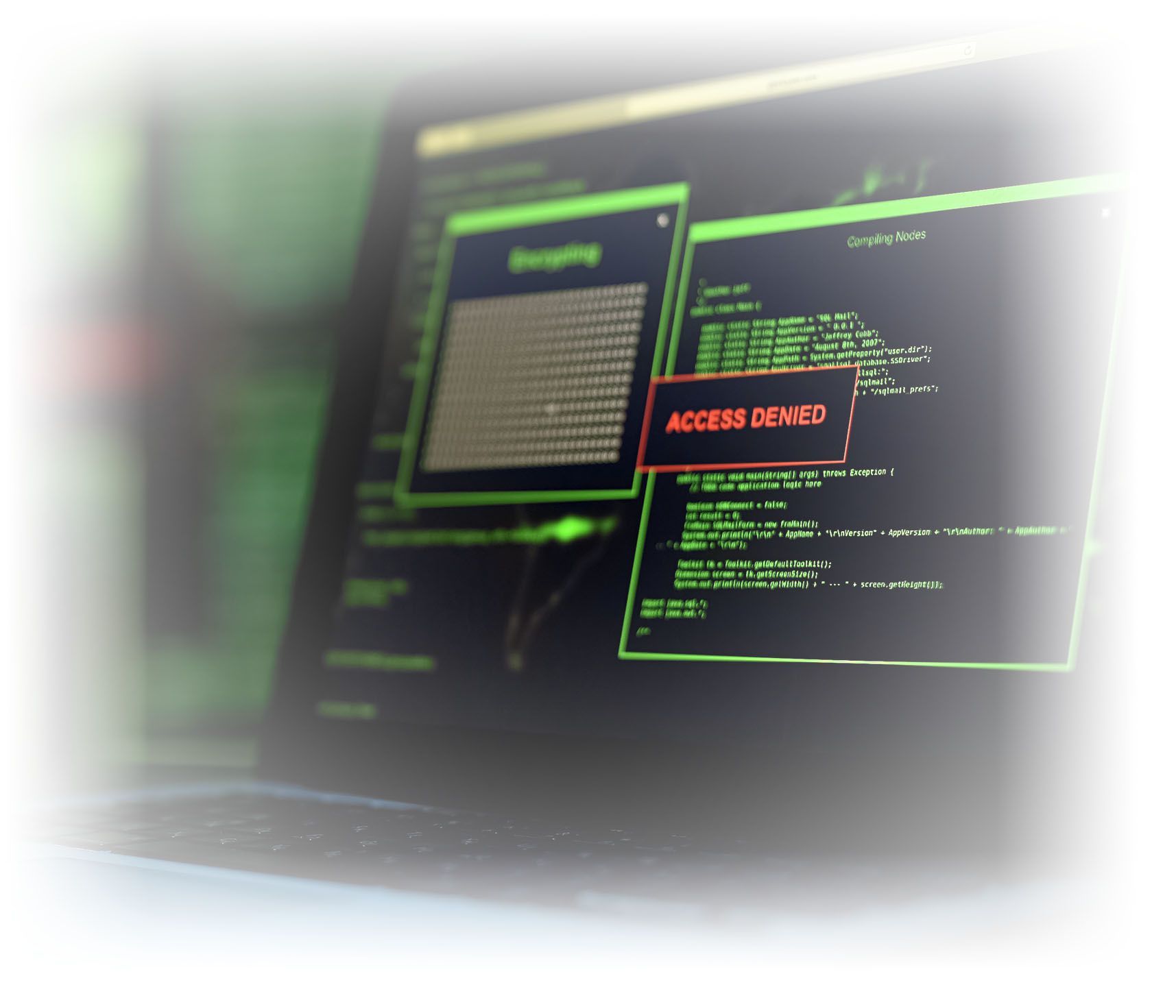Message Access denied written on laptop screen, server blocking hacking attempt Managed Security