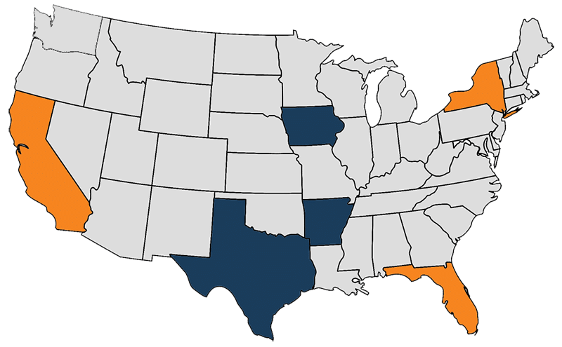 a map of the united states with different colors