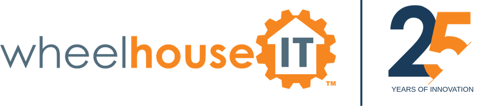 Professional logo for Wheelhouse IT celebrating 25 years of innovation in information technology.