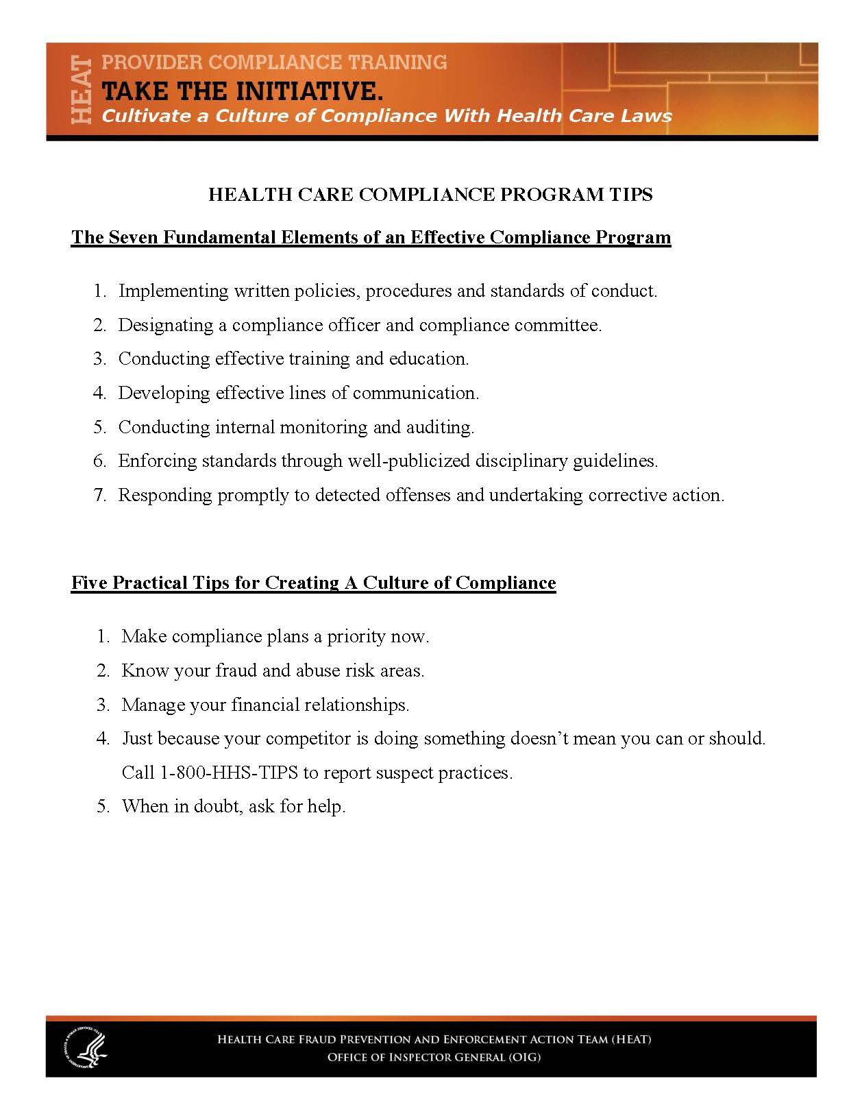 7 elements of compliance