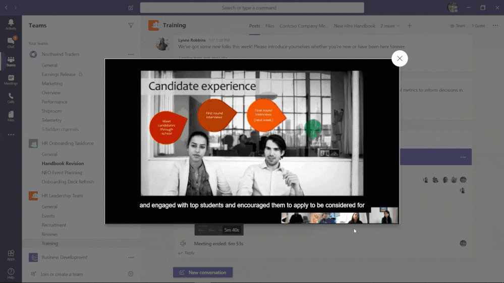 Microsoft Teams Meeting - search meeting recording animation