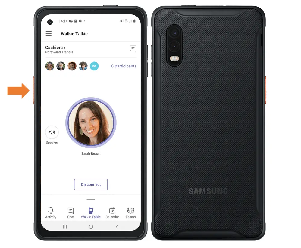 samsung xcover pro with walkie talkie for frontline workers in microsoft teams