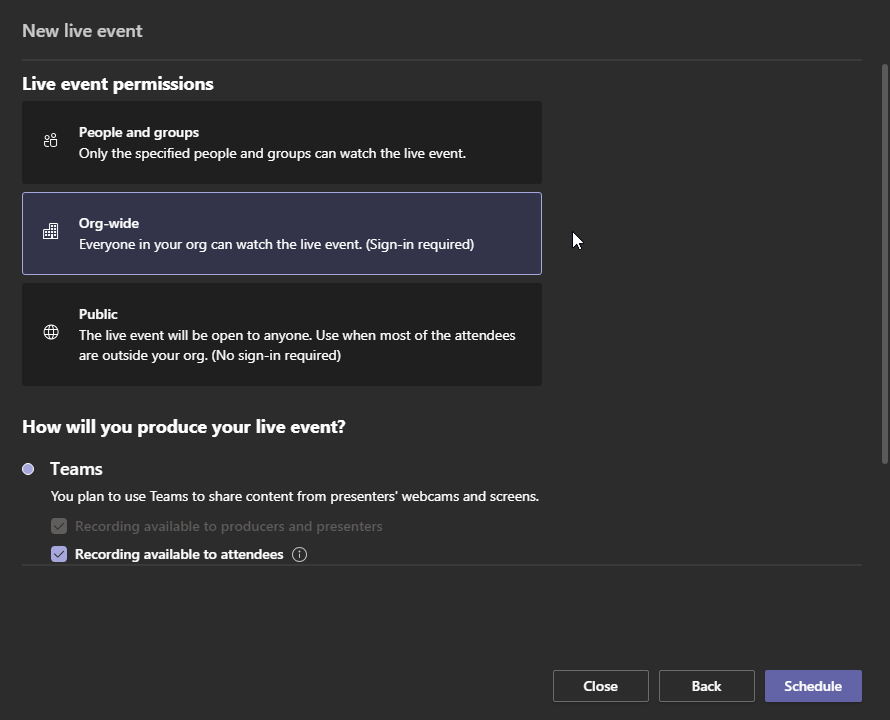 Teams Live Event Scheduling2