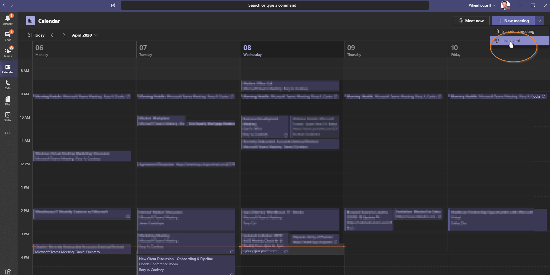teams live event scheduling