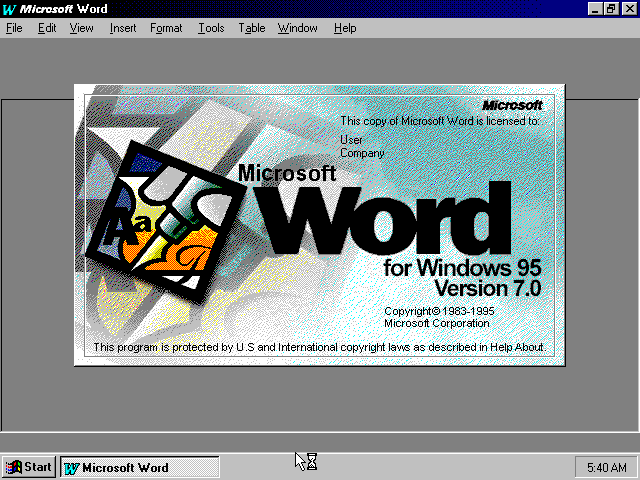 the windows 95 version is displayed in this screenshot