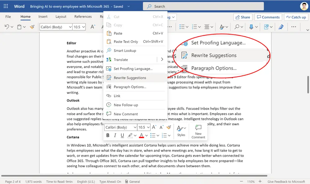 Microsoft Word Rewrite Suggestions: microsoft word rewrite suggestions: