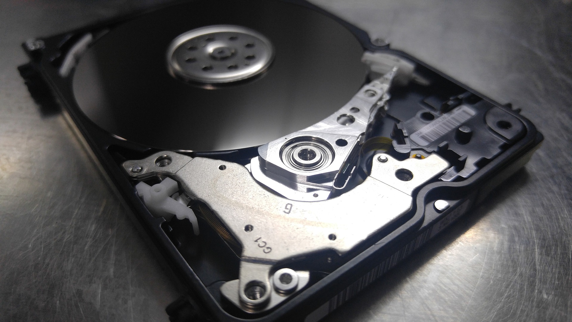 a close up of a hard drive on a table