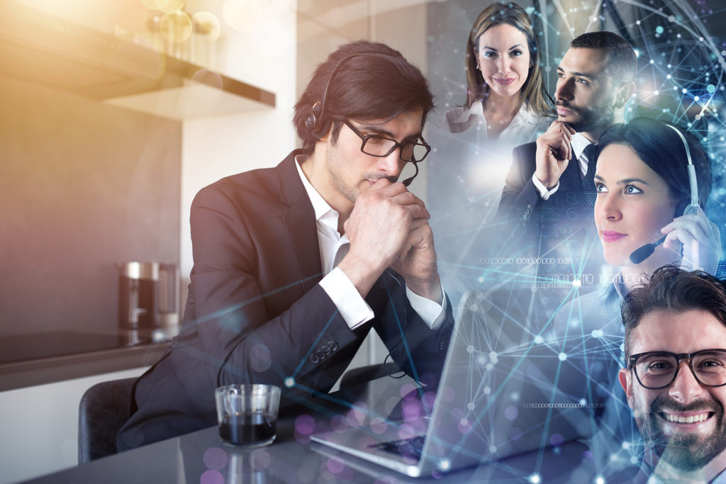 modern professional in virtual team meeting, showcasing collaboration and connectivity.