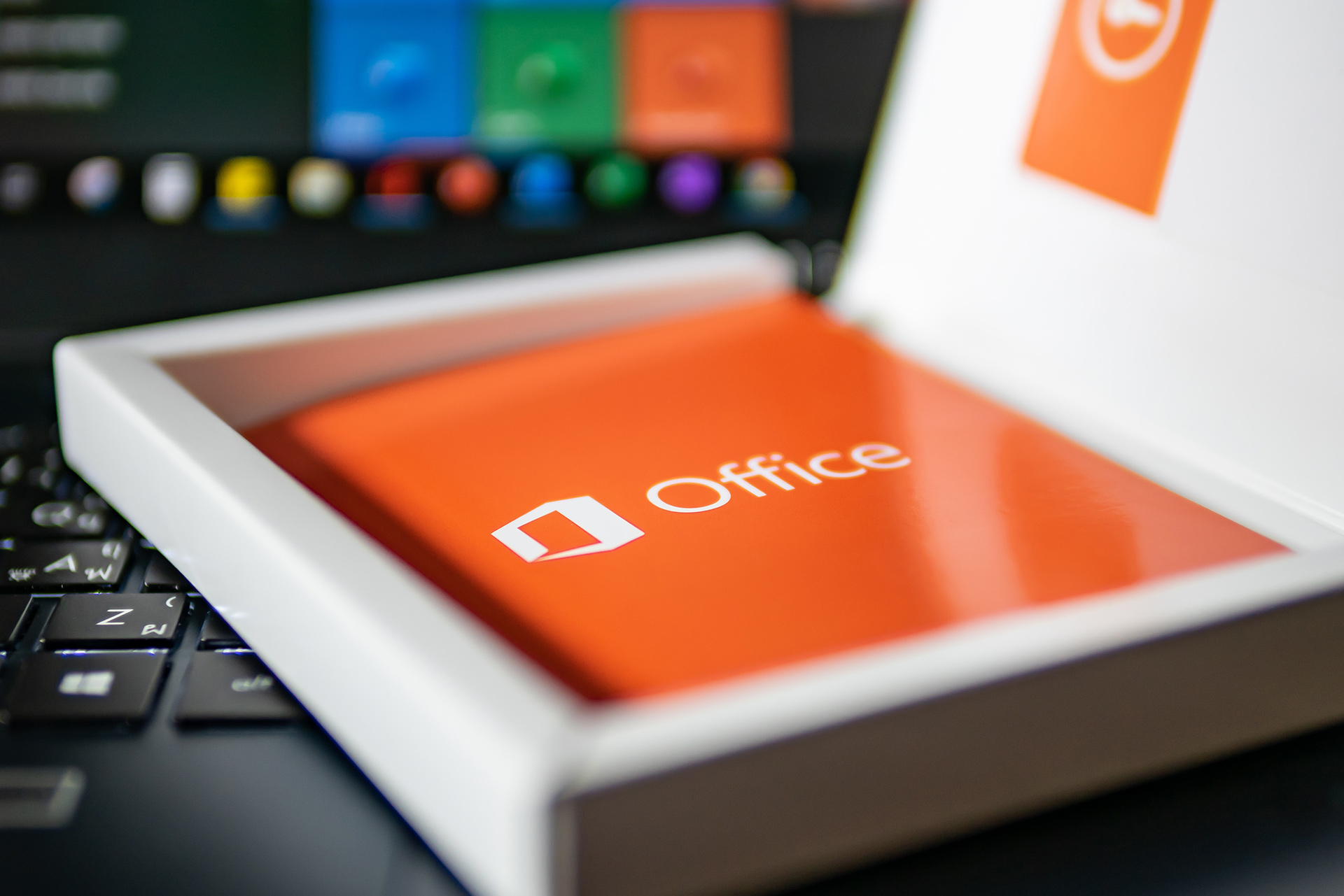 modern microsoft office software package on laptop, enhancing productivity in digital workspace.