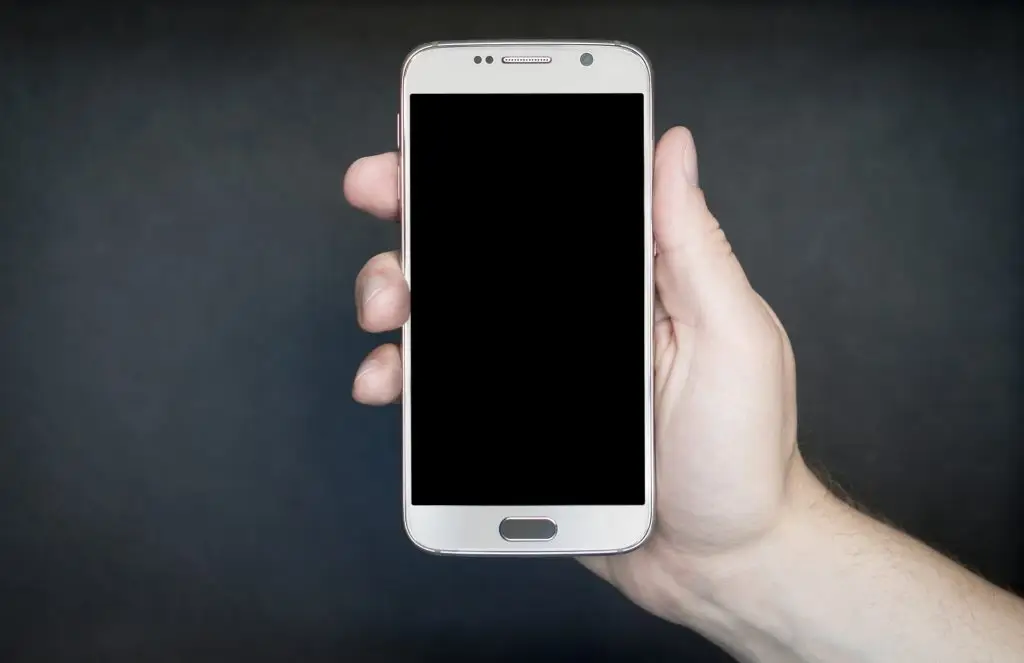 sleek hand-held modern smartphone with minimalist design and blank screen.