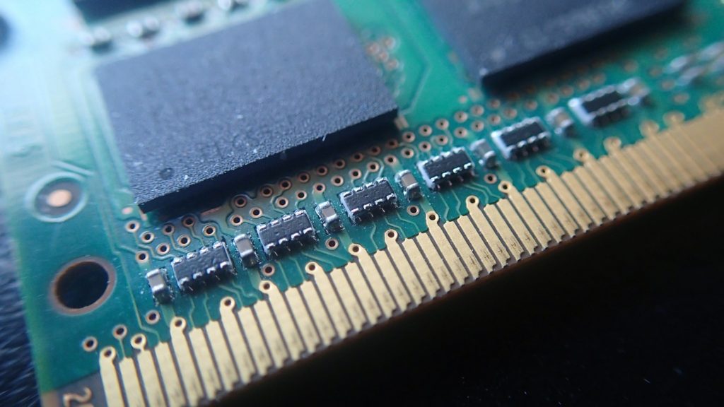 close-up view of intricate computer ram module highlighting advanced technology in computing.