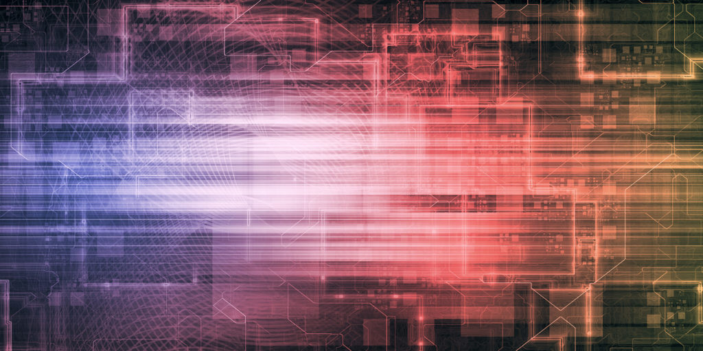 vibrant and dynamic digital art showcasing colorful geometric shapes in a tech-inspired composition.