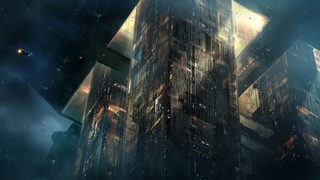 Futuristic Tower In Cosmic Void, Hinting At Advanced Technology In Forgotten Civilization. Tech Landscape. futuristic tower in cosmic void, hinting at advanced technology in forgotten civilization. tech landscape.
