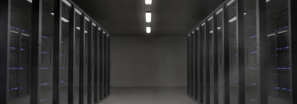 efficient data center: organized server racks for advanced computing.