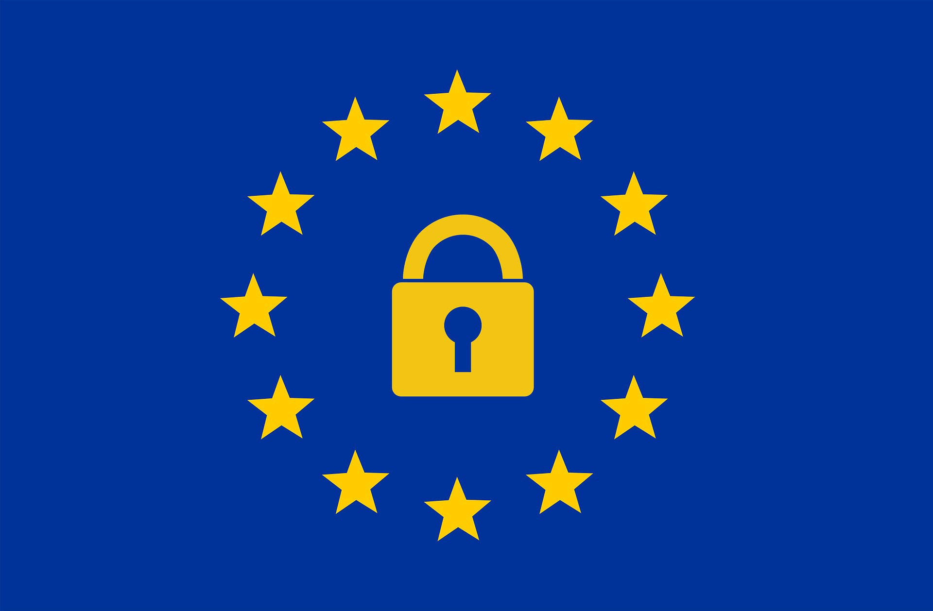 the european flag with a padlock on it