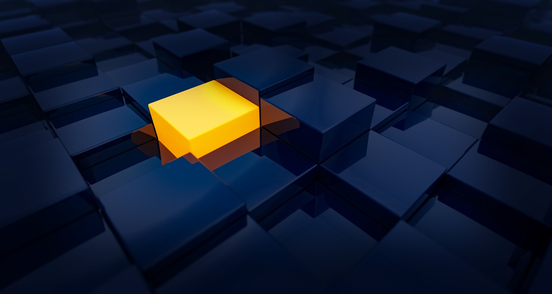 an abstract image of cubes in yellow and blue