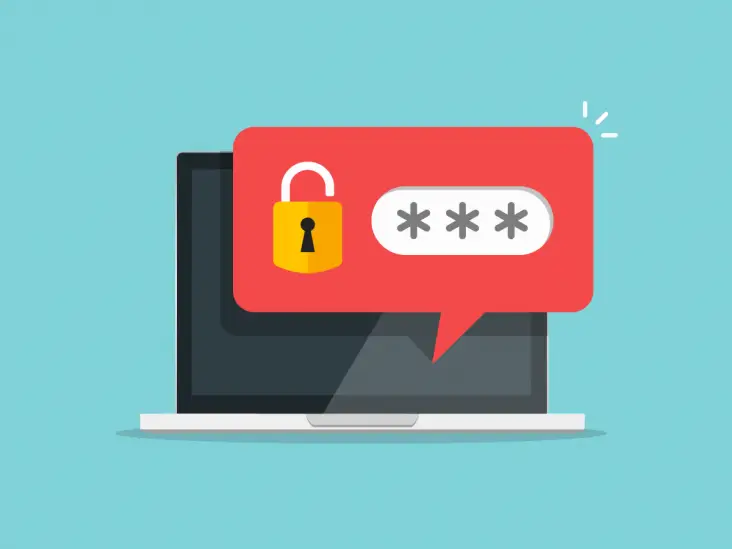 protect your data: laptop security - cybersecurity reminder in modern workspace.