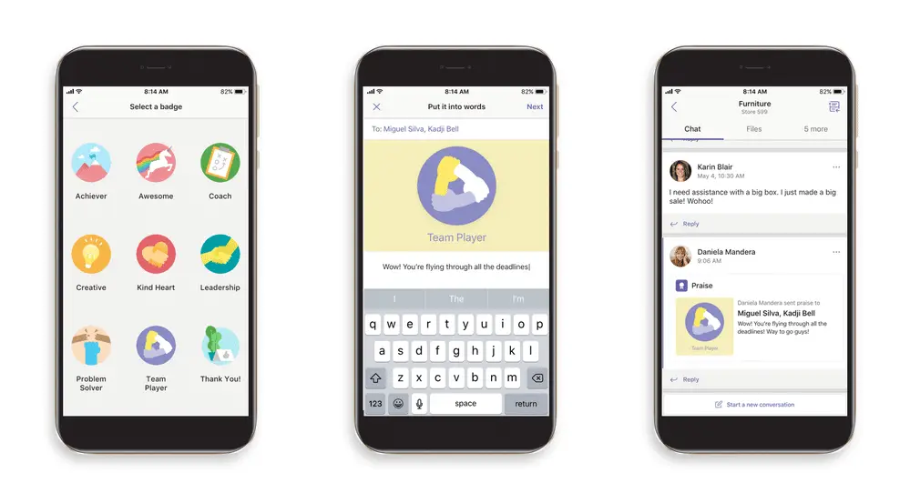 microsoft teams praise feature for employee recognition and engagement