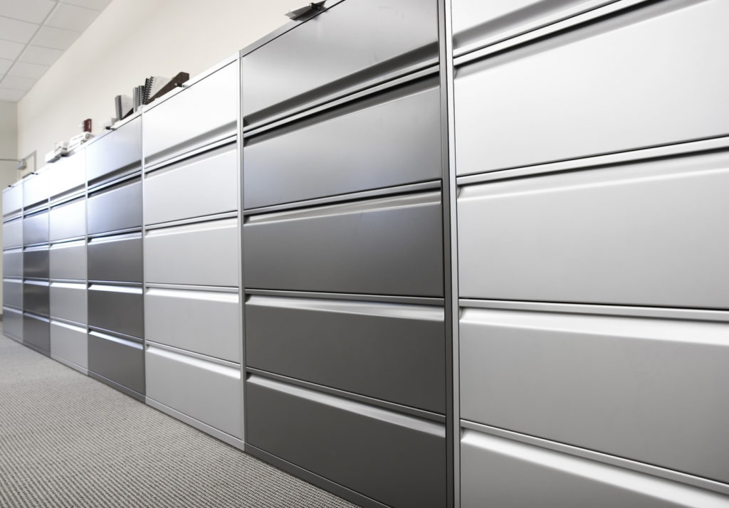 modern filing cabinets in a sleek office setup promoting organization and efficiency.