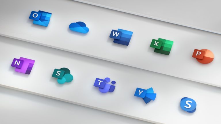 modern office productivity icons with vibrant design, representing word processing, cloud storage, spreadsheets, and more. microsoft office