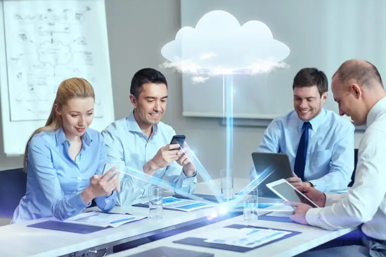 modern office professionals collaborating with tech for innovative teamwork and data analysis. bring your own device