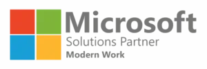 microsoft solutions partner logo emphasizing modern work solutions for businesses.