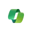 a green and black logo with the letter q