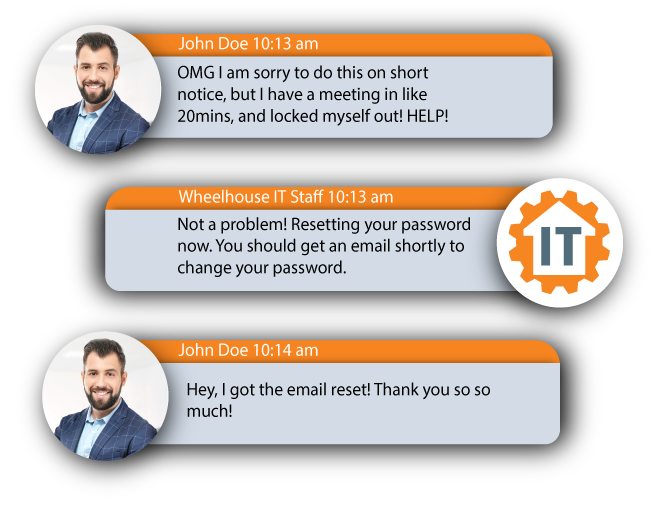 two conversation bubbles with the same person on each side