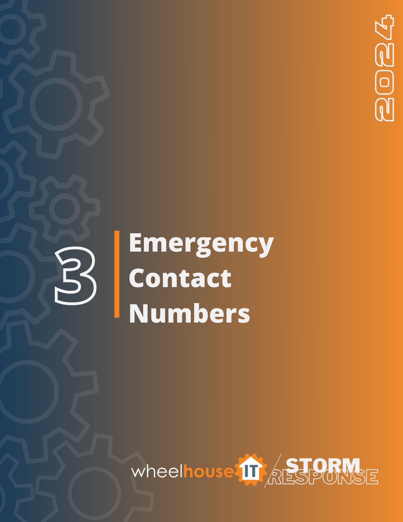 an orange and blue cover with the words emergency contact numbers