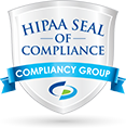 hipaa compliance badge for healthcare providers ensuring patient information security.