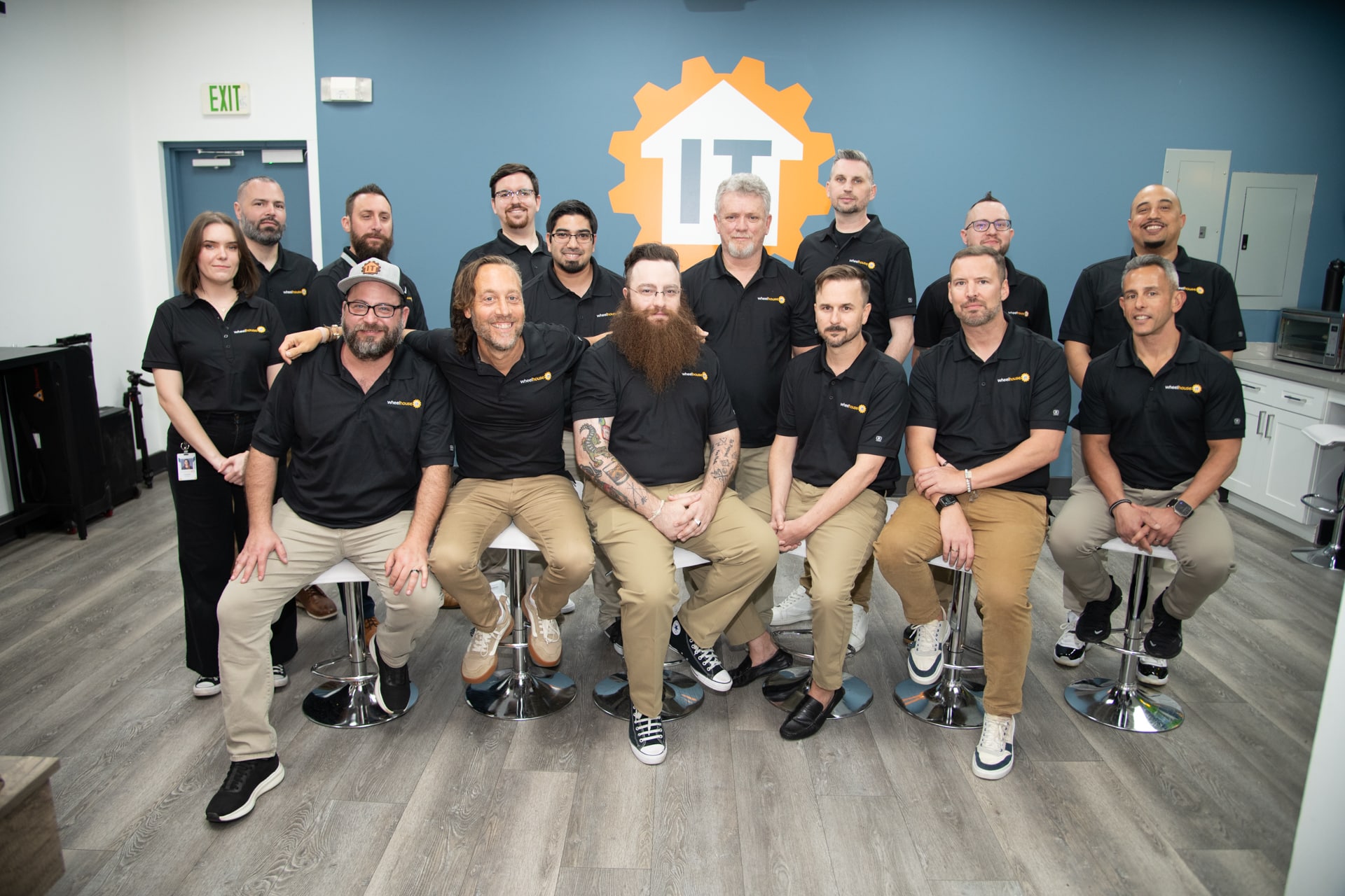 diverse team in modern tech office setting, showcasing unity and professionalism.