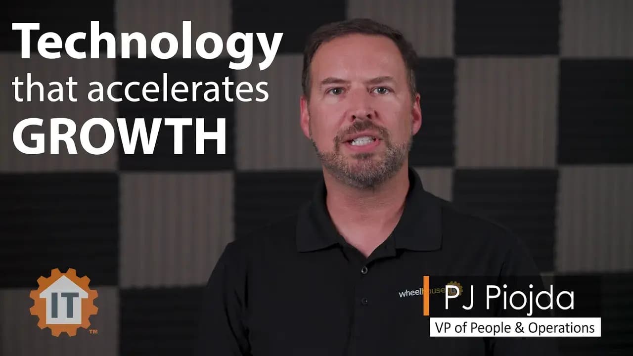 pj piojda, vice president of people & operations, presenting about business growth through technology.