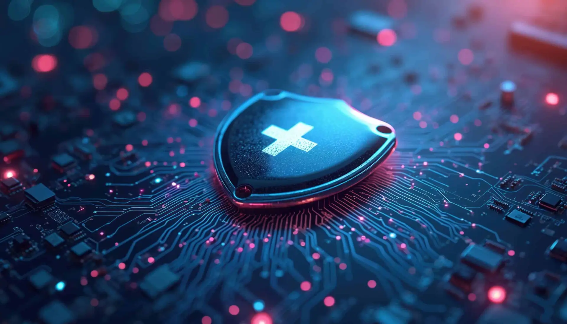 glowing cybersecurity device symbolizes change healthcare hack and patient data protection.