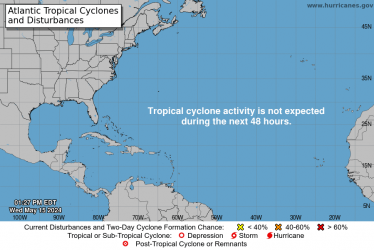 a map of the tropical cyclone activity is not expected during the next 18 hours