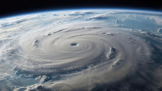 hurricane it preparedness guide with a massive storm swirling over earth from space